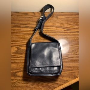 Leather Perlinda Purse, Dark Navy